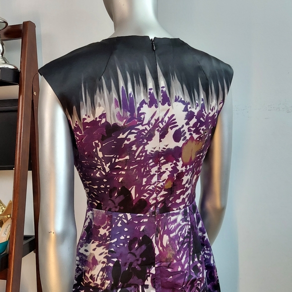 Tahari Sleeveless Dress, Black & Purple, sz 4 - Picture 6 of 14